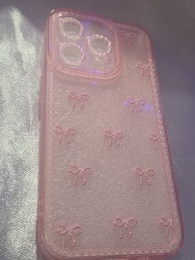 Iphone 15 Pro - Pink Bow Transparent Phone Case by